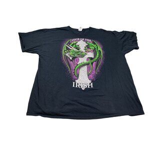 Luck Of The Irish Dragon Cross Mens 3XL Black Graphic Shirt St. Patricks Day